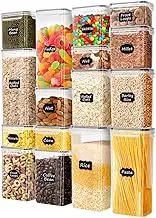 ZUNI Airtight Food Storage Containers Set with Lids, 16 PCS Plastic Storage Canisters for Kitchen Pantry Organization, BPA Free, Dry Food Canisters for Flour, Sugar and Cereal - Labels & Marker