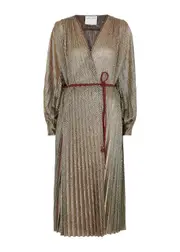 Forte_forte Gold Pleated Wrap Dress - Metallic Gold - 2 2