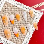 Autumn Yellow Leaves Hand-Painted French Almond Press-On Nails