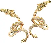 [LIFKOME] Rhinestone Dragon Earrings for Women Clip Earrings Comfortable Flat Back Ear Cuffs