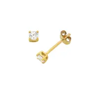 9kt Yellow Gold Cubic Zirconia 4 Claw 8mm Stud Earrings