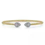 New Gabriel &Co. 14K White &Yellow Gold Diamond Bujukan Bangle BG4774-62M45JJ