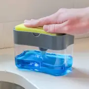 Press Soap Dispenser Kitchen Detergent Wash Presser Sponge Tray (Grey)