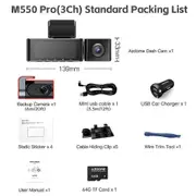 Upgrade AZDOME Car DVR M550 Pro Dash Cam 4K 5.8Ghz WiFi 3 Cameras Front/Cabin/Rear Cam GPS Night Vision Parking Monitor M550 Pro (3Ch) Free 64G TF