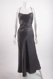 Zara Womens Slip Dress Open back Size M Charcoal Gray Satin effect 8496/331 NWT