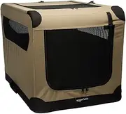 Amazon Basics 2-Door Collapsible Soft-Sided Folding Soft Dog Travel Crate Kennel, Medium (53 x 53 x 76 cm), Tan
