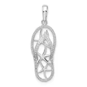 Sterling Silver De-Ani Rhodium-Plated 3D Cut-Out Starfish Flip-Flop Pendant