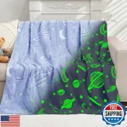 inhand Blue Glow in The Dark Blanket Space Toys Birthday Gifts for Boys Cute