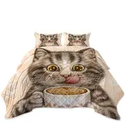 Funny Kittens Drinking Hot Chocolate Tabby Cat Coverlet