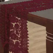 Leaf Burgundy Lace Table Runner 40 x 135 cm