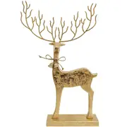 LVD Wooden Mystical Reindeer Foil Home/Living Room Xmas Decor 22x37cm Gold