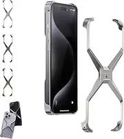 X Shape Anti-Fall Bare Phone Case, X Shaped Metal Frame, Metal Corner Pad Anti-Fall Phone Case, for iPhone 16/15/14/13/12 (Silver,14 Pro Max)