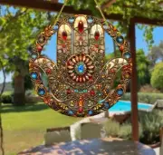 Hamsa Hand Catch The Sun Acrylic Double-Sided Wall Hanging Decoration ,