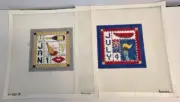 Lot of 2 BONGO Needlepoint Canvas Hand Painted JULY 4 & JAN 1