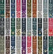 Epakh 120 Pieces Bible Verses Bookmarks with Hollow Cross Christian Gift for Church Inspirational Religious Bookmarks Gifts Reading Reward Scripture, 30 Style(Marble Style)