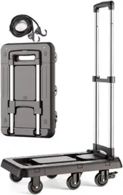 Hardware Plus Folding Hand Truck Trolley with 6 Wheels and 2 Ropes Portable Cart