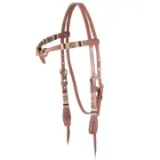 Western Natural Leather Brow Band style Rawhide Braided Headstall