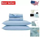 Luxurious 1000 TC Egyptian Cotton Full Bed Sheet Set - Sky Blue, Deep Pocket
