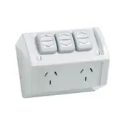 CLIPSAL WSC227-2X - Double Weatherproof Power Point 10amp c/w Extra Switch - Resistant Grey
