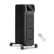 1500W Oil Filled Radiator Heater with Remote Control 3 Modes 24H Timer-Black - C