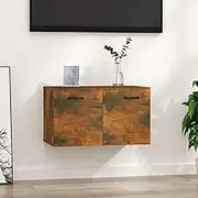 Wall Cabinet Smoked Oak 60x36.5x35 cm, Engineered Wood Storage Organizer with 2 Drawers, Wall-Mounted Floating Cabinet for Home Office, Stylish Shelving Solution