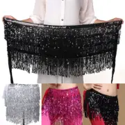 Belly Dance Costume Sequin Tassel Fringe Hip Scarf Belt Waist Wrap Skirt_MG CR