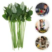 30 Pcs Artificial Flower Rose Simulation Floral Stem Leaves with Stems