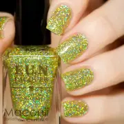 F.U.N Lacquer Mistletoe Kiss - Lime Green Gold Holographic Holo Nail Polish