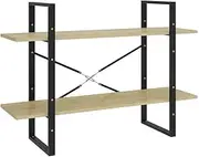 2-Tier Book Cabinet, Engineered Wood & Metal Standing Shelf, Sturdy Storage for Books & Decor, Ideal for Home Office or Living Room, Sonoma Oak Finish, 100x30x70 cm