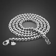 Unisex 925 Sterling Silver Necklace Vintage Style Beads Chains Chokers Necklace More Sizes Solid Silver Jewelry 6MM 46CM