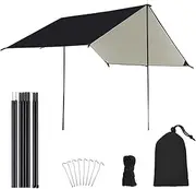 zolyet Camping Awning with s Protection Sun Shade Camping Hiking Backpacking Tarp Rain Fly Black 3x4 m