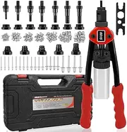 2 in 1 Heavy Duty Rivet Nut tool Rivet Gun, 13-Inch Rivet nut Tool Kit, Insert rivnut Rivet Setter Kit with 7 Metric Mandrels, 160pcs Rivnuts, 50pcs rivets with Rugged Carrying Case