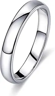 [WFYOU] Mens Rings Wedding Band Gold/Silver Rings for Women Her Men 1-8mm Stainless Steel Rings Stacking Simple Rings Statement Thumb Finger Ring Plain Dome High Polish Comfort Fit Size 6-12
