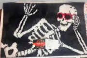 Riviera Home Skeleton With Red Glasses - Black White BATH MAT RUG 21" X 32”