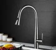 SUS304 Kitchen Sink Faucet Pull Out Nozzle Mixer Bathroom Tap Brushed Nickel
