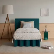 Yona Fold Out Cardboard Bed and Bedhead Bundle - Forest Green Long Single