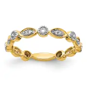 Solid 14k Yellow Gold Simulated CZ Fancy Band