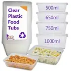 Plastic Food Containers Clear Tubs and Lids Takeaway Meal Microwave Freezer Safe