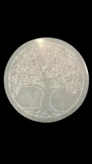 Large Selenite Tree of Life Charging Plate 6" Etched Crystal dish Healing, Gift