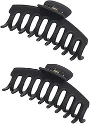 2 Pack Big Hair Claw Clips Nonslip Large Claw Clip for Women and Girls Hair,Strong Hold Grips Hair Accessories 4 Inch (Black)