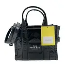 Marc Jacobs New The Small Tote Black Shiny Crinkle Leather With Shoulder Strap