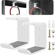 Cosmos 2 Pcs Headphone Hanger Mount Under-Desk Headset Hanger Hook Earphone Holder Wall Mount Hooks with Adhesive Tape & Screw Set Compatible with PC Gaming DJ Headset, Acrylic (Solid White)