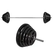 123kg - 198cm Barbell Bar Weight Set + 115kg Ez Grip Cast Iron Weight Plate