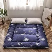 Japanese Floor Mattress Futon Mattress, Thicken Tatami Mat Sleeping Pad Foldable Roll Up Mattress Dormitory Mattress Pad Floor Lounger Pillow Bed (Vivid-Space Adventure, 135 x 200 cm)