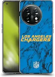 Head Case Designs Officially Licensed NFL Coloured Marble Los Angeles Chargers Graphics Soft Gel Case Compatible with OnePlus 11 5G