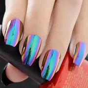[Coolnail] Ballerina Coffin Nails Mirror Chrome False Nail Solid Reflection Magic Mirror Effect Green Purple Holo Nails Tips