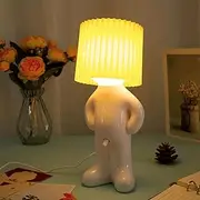 Shy Boy Table Lamp, Creative Little Shy Man Lamp with Warm Light, A Little Shy Man Lamp, White Elephant Bedside Night Light, Funny Table Night Light for Adults Men Women