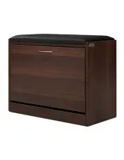 Artiss Shoe Rack Cabinet Bench15 Pairs Walnut Kyla