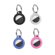 4* For AirTag 2021 Plastic Holder Case Cover W/Metal Keychain For Bags/Keys/Pets