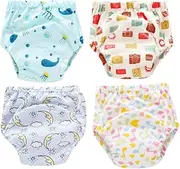 Yardwe 4 Pcs Training Pants Washable Diapers with Layers of Gauze Breathable Design for Moon Camera Underwater World Music Each Pattern